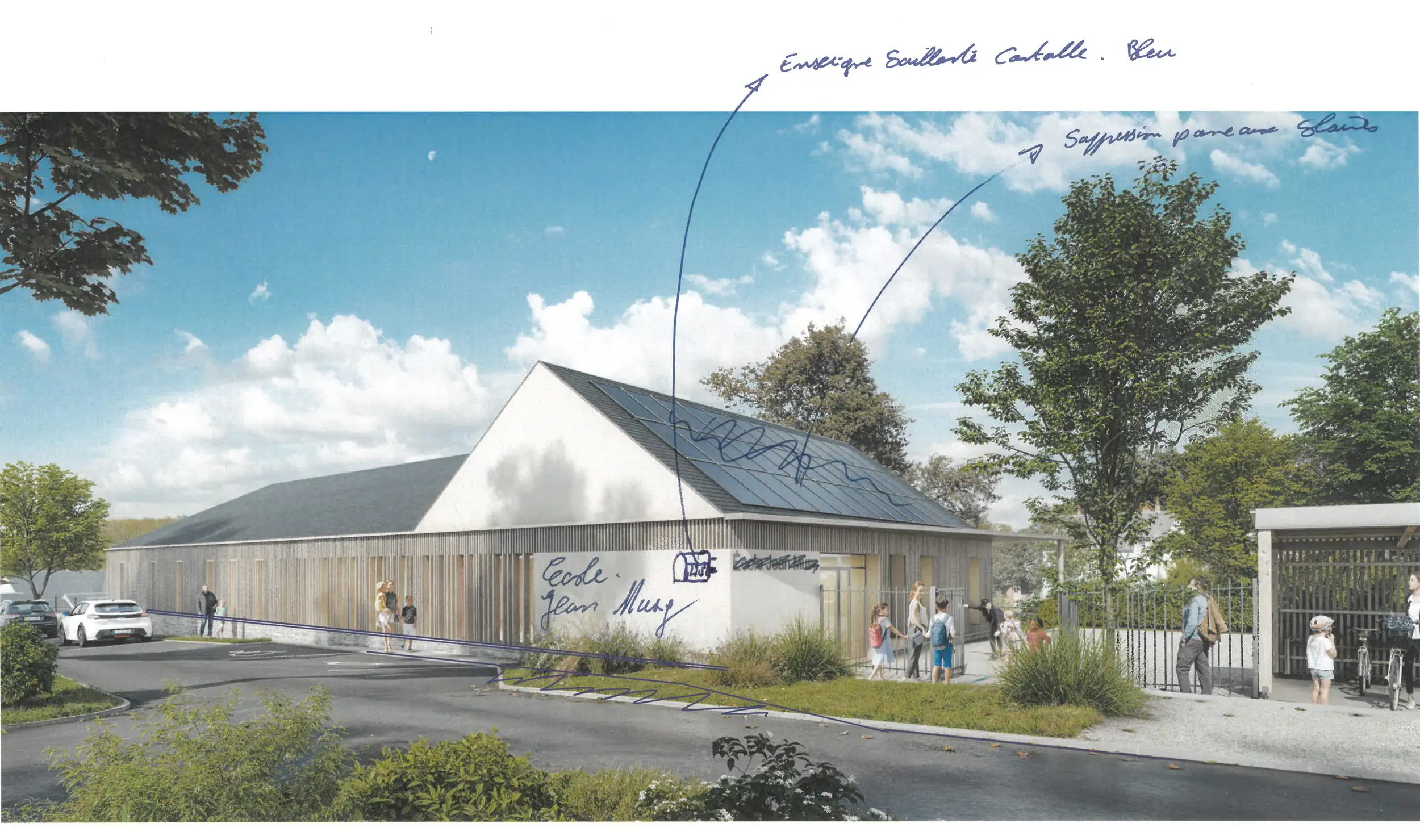 Annotations Perspective extérieur , Concours GROUPE SCOLAIRE MOSNES (37) - Architecte : CS Architecture - Illustration Scaphoïde 3D